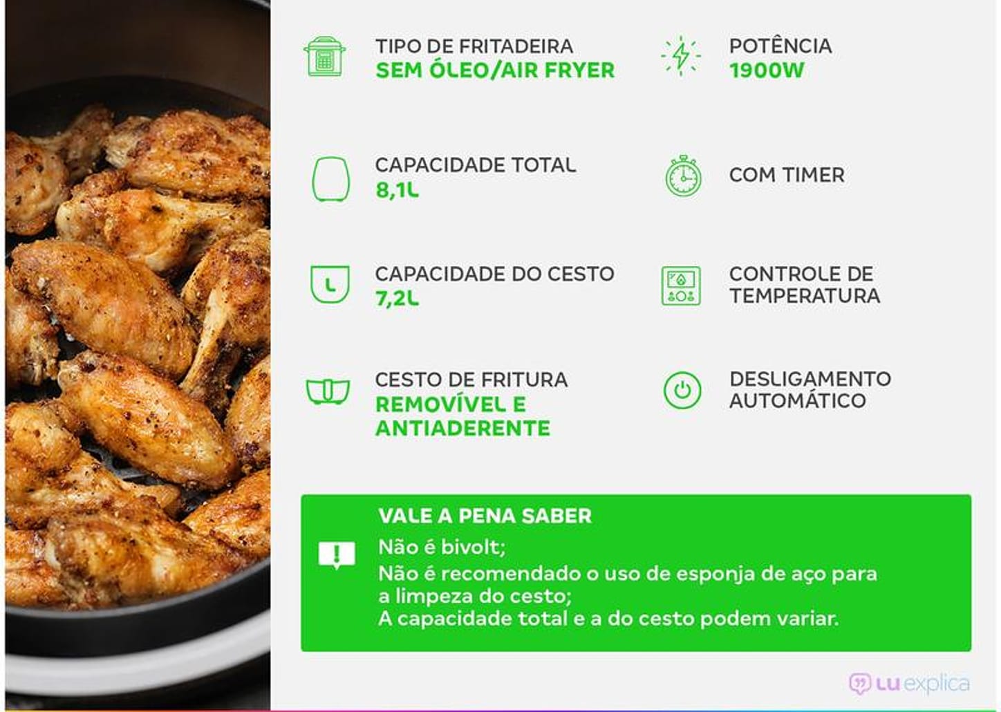 Fritadeira Elétrica sem Óleo/Air Fryer Philco Gourmet PFR13P Preta 8,1L com Timer
