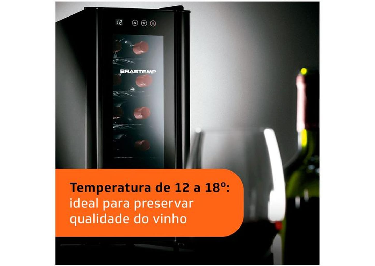 Adega Brastemp 12 Garrafas Preta Iluminação LED com Painel Eletrônico BZC12BEANA