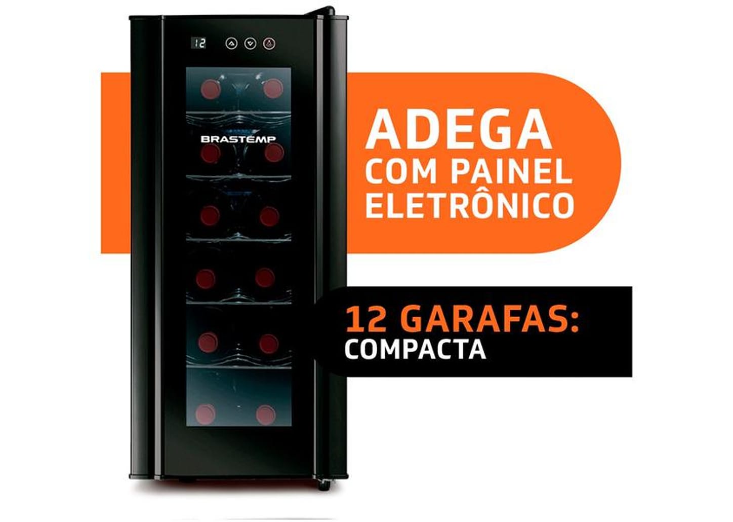 Adega Brastemp 12 Garrafas Preta Iluminação LED com Painel Eletrônico BZC12BEANA