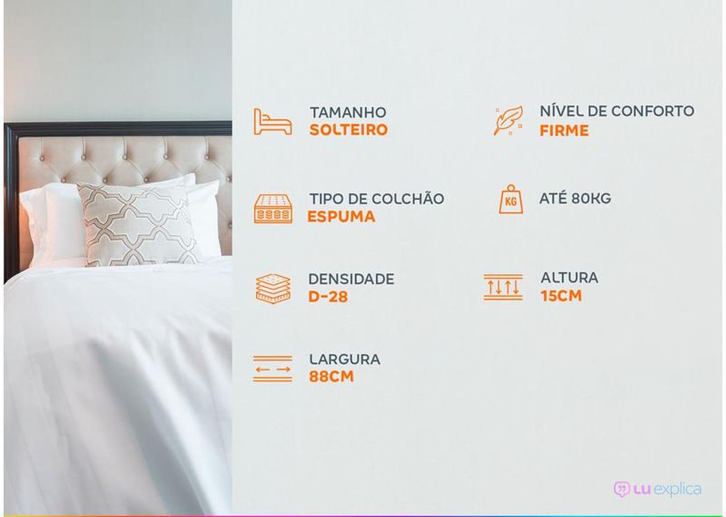 Colchão Solteiro Espuma Castor D-28 88x188cm - Sleep Max