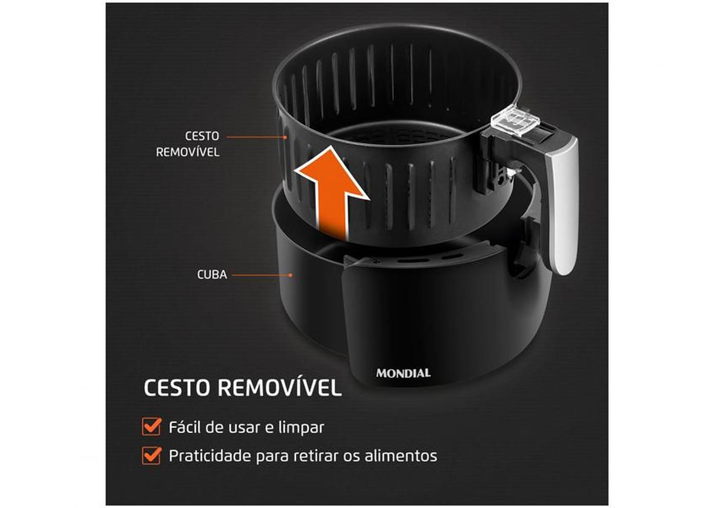Fritadeira Elétrica sem Óleo/Air Fryer Mondial - AF-30-DI Preto 3,5L com Timer