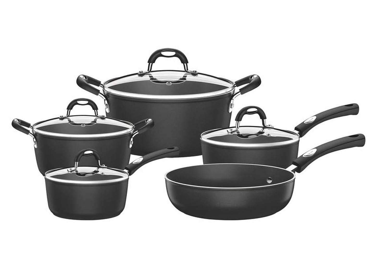 Jogo de Panelas Tramontina Antiaderente de Alumínio Preto 5 Peças Induction Mônaco