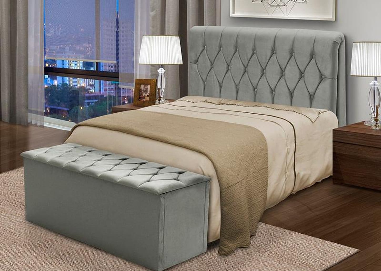 Cabeceira Queen Size Acolchoado Suede Dobuê Movelaria Istambul Grafite