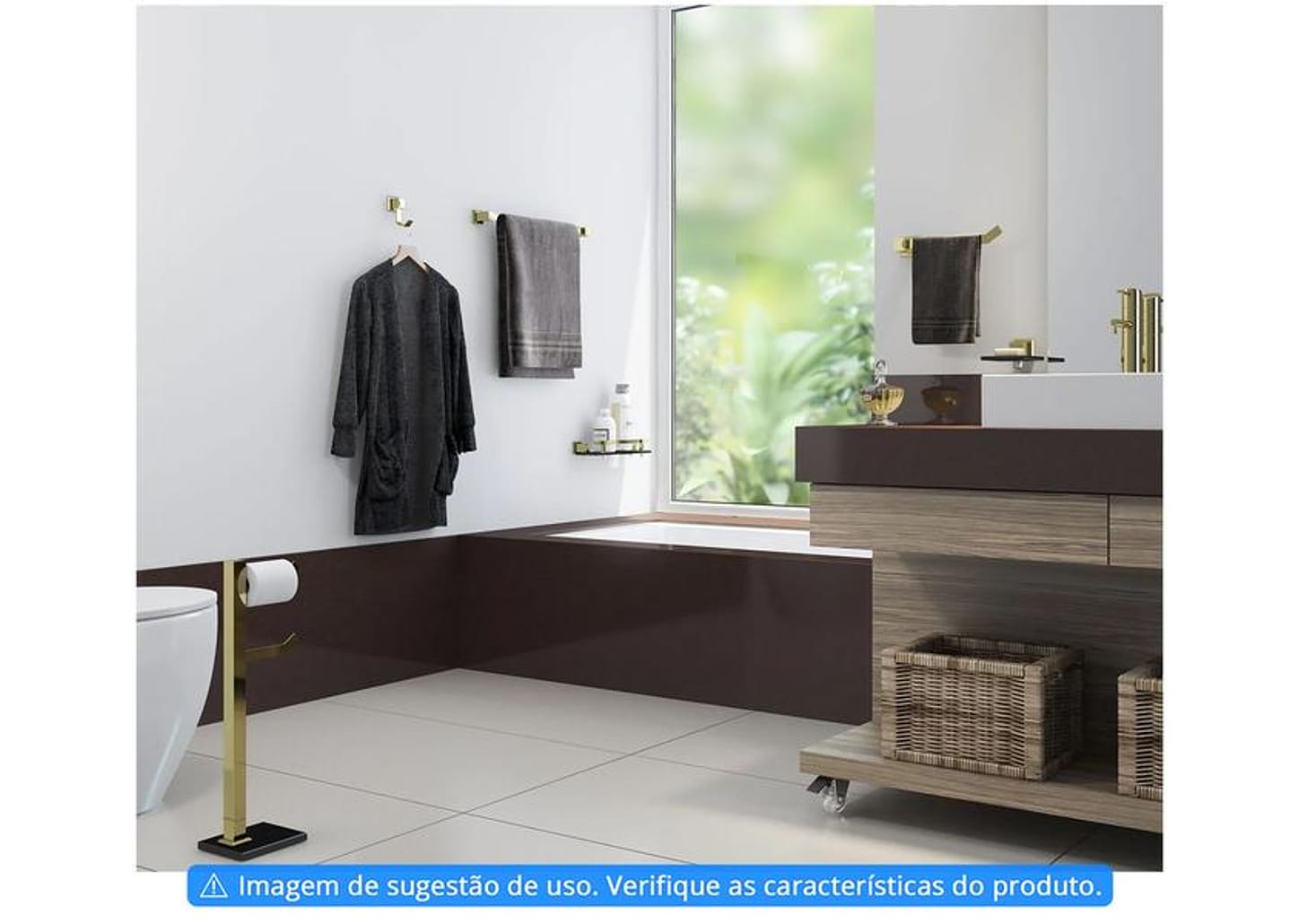 Kit Banheiro Inox Ducon Metais Gold GO5000 - Dourado 6 Peças