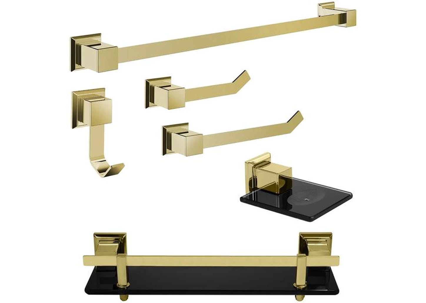 Kit Banheiro Inox Ducon Metais Gold GO5000 - Dourado 6 Peças