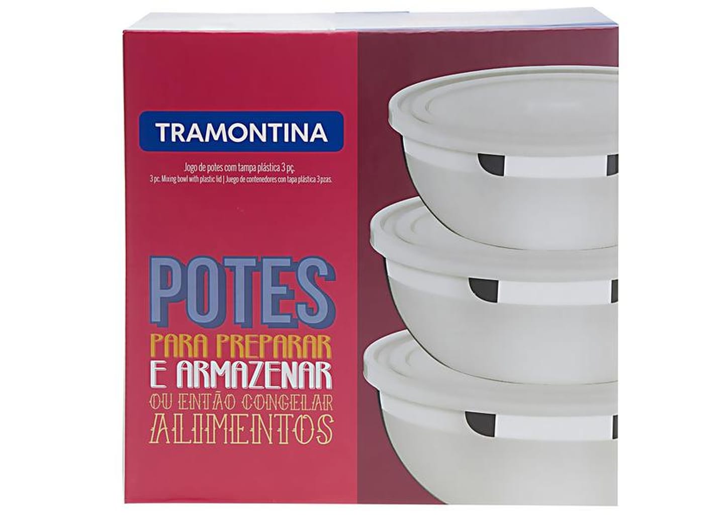 Conjunto Pote Redondo 3 Peças com Tampa - Tramontina 64220/210