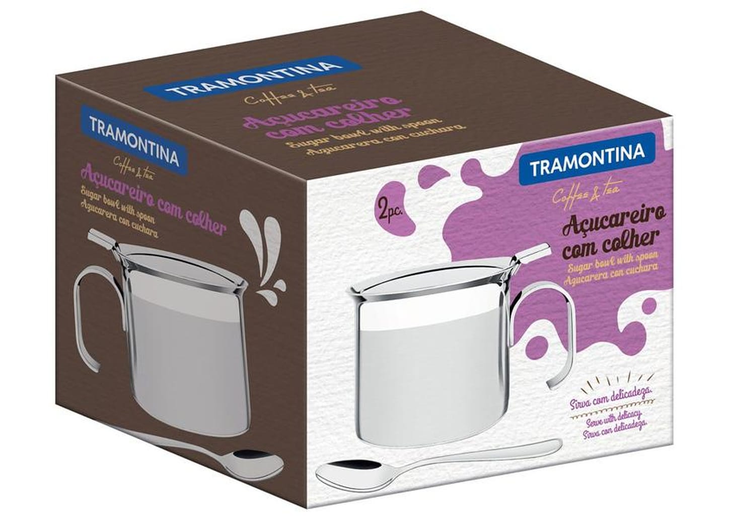 Açucareiro Inox Tramontina com Colher - Coffee & Tea Buena 64570/500