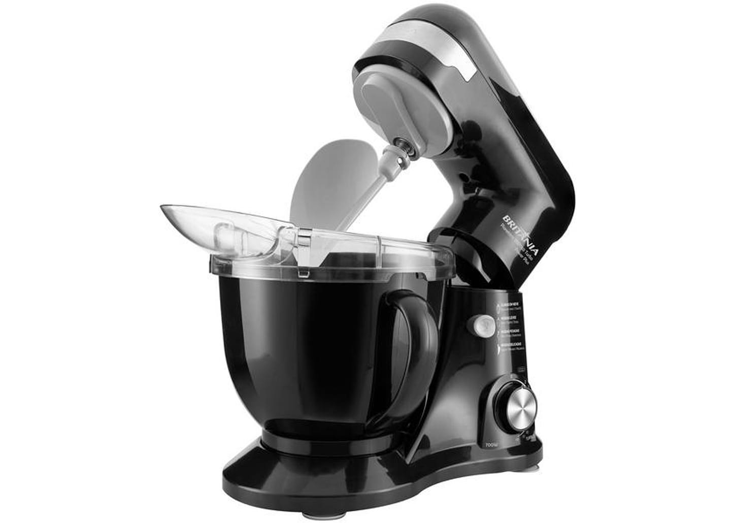 Batedeira Planetária Britânia Preta 700W - Turbo Power Plus BBP760P 12 Velocidades