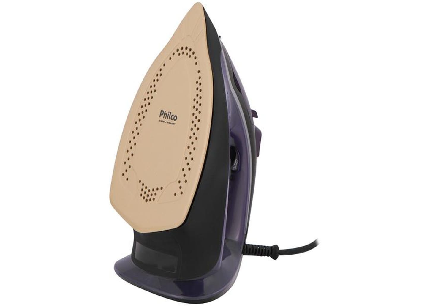 Ferro de Passar Roupa a Vapor e a Seco Portátil - Philco Nano Ceramic PFV2100RX Preto e Roxo