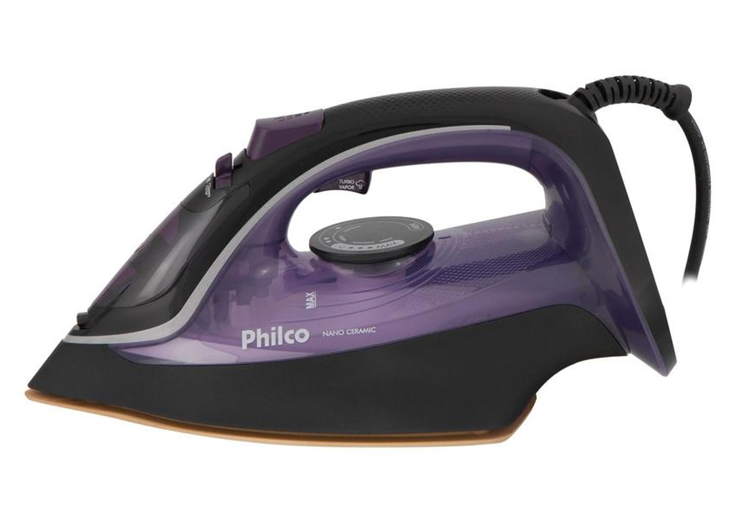 Ferro de Passar Roupa a Vapor e a Seco Portátil - Philco Nano Ceramic PFV2100RX Preto e Roxo