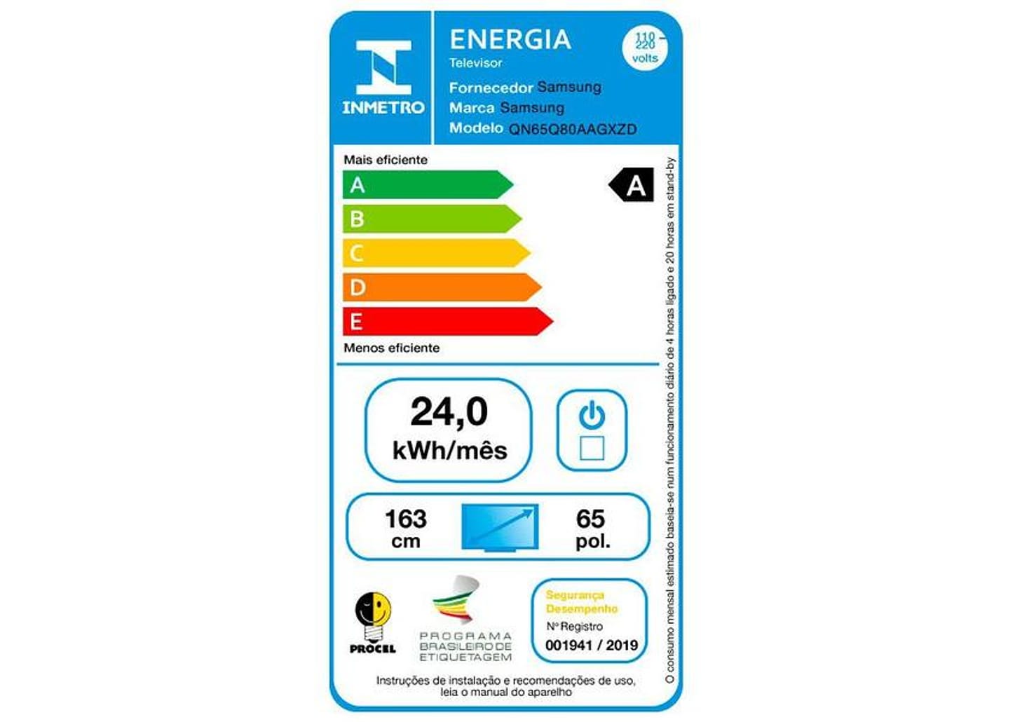 Smart TV 65” 4K QLED Samsung 65Q80A Wi-Fi - Som em Movimento Processador IA HDR