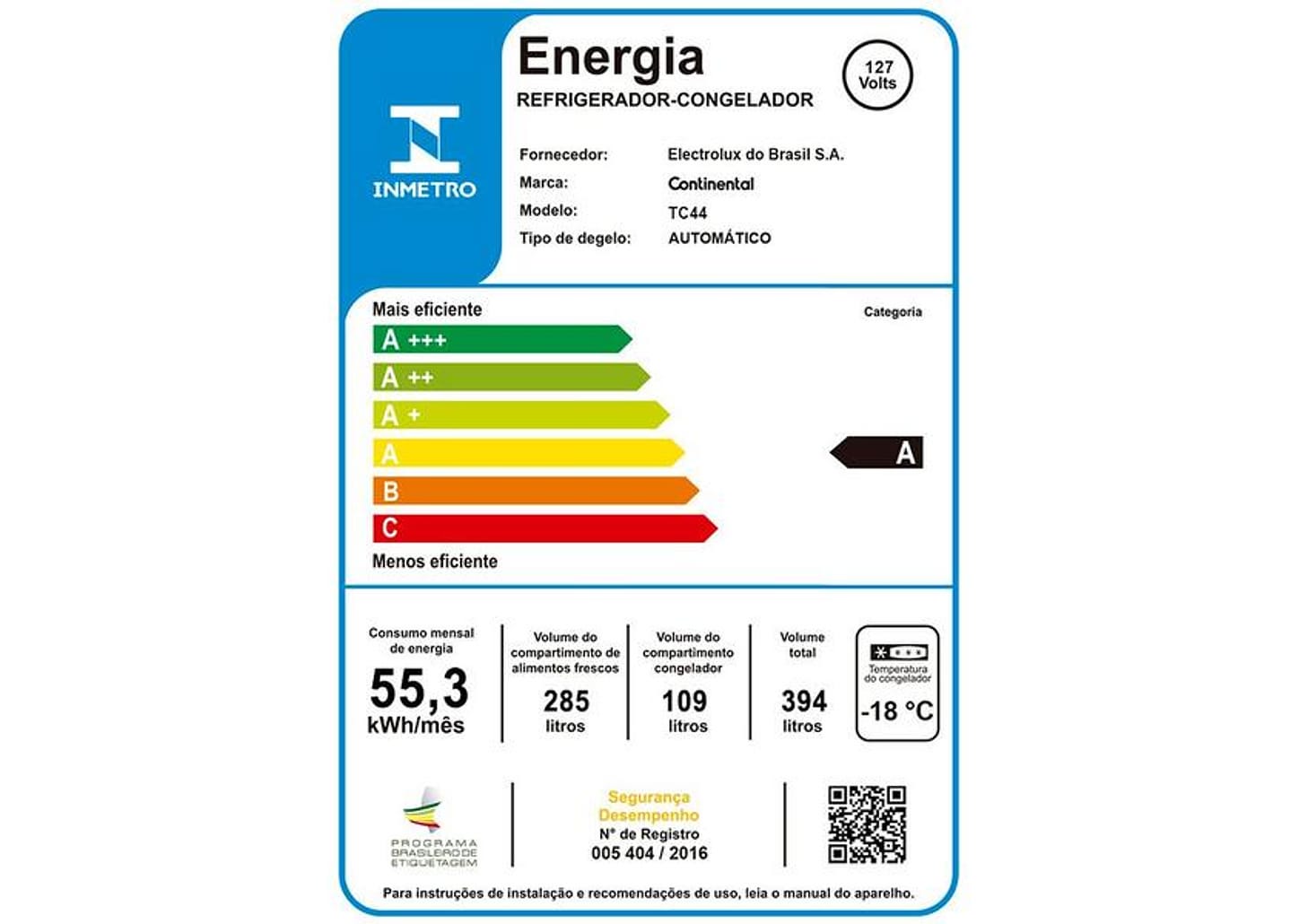 Geladeira/Refrigerador Continental Frost Free - Duplex Branca 394L TC44