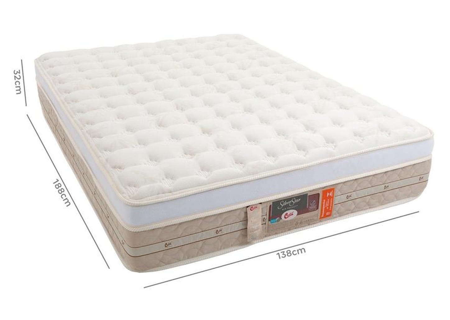 Colchão Casal Castor Mola Ensacadas/Pocket 32cm de Altura Silver Star