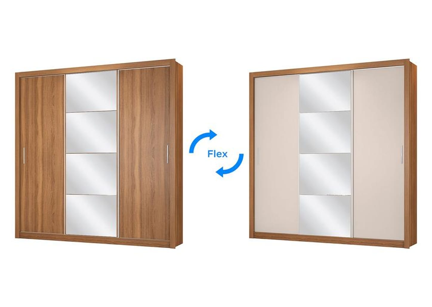 Guarda-roupa Casal com Espelho 3 Portas de Correr 2 Gavetas Demóbile Residence Flex