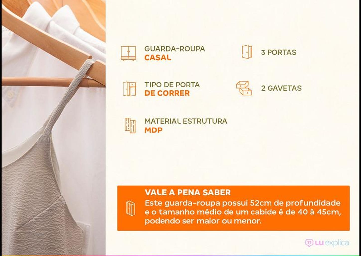 Guarda-roupa Casal com Espelho 3 Portas de Correr 2 Gavetas Demóbile Residence Flex