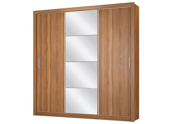 Guarda-roupa Casal com Espelho 3 Portas de Correr 2 Gavetas Demóbile Residence Flex