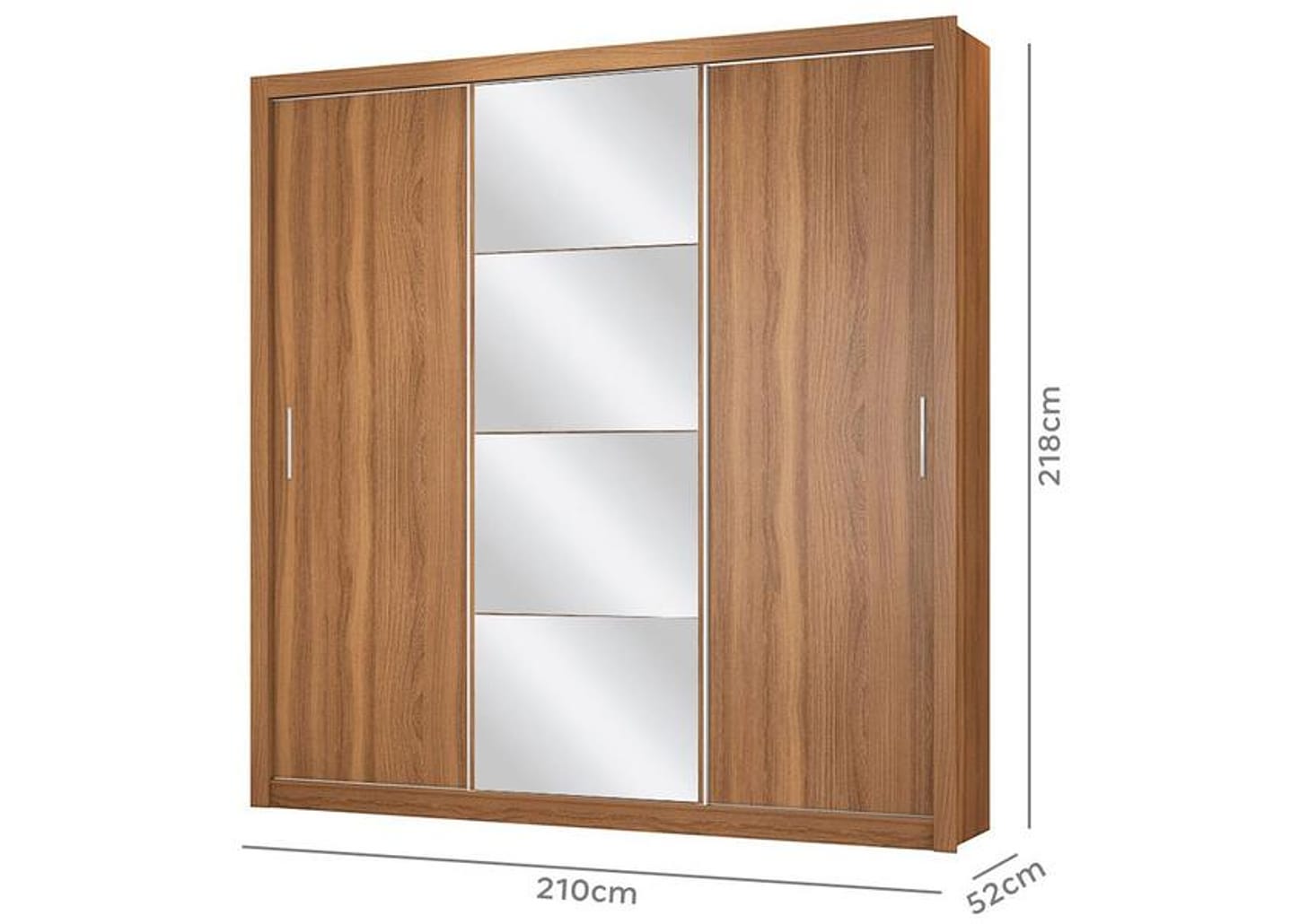 Guarda-roupa Casal com Espelho 3 Portas de Correr 2 Gavetas Demóbile Residence Flex