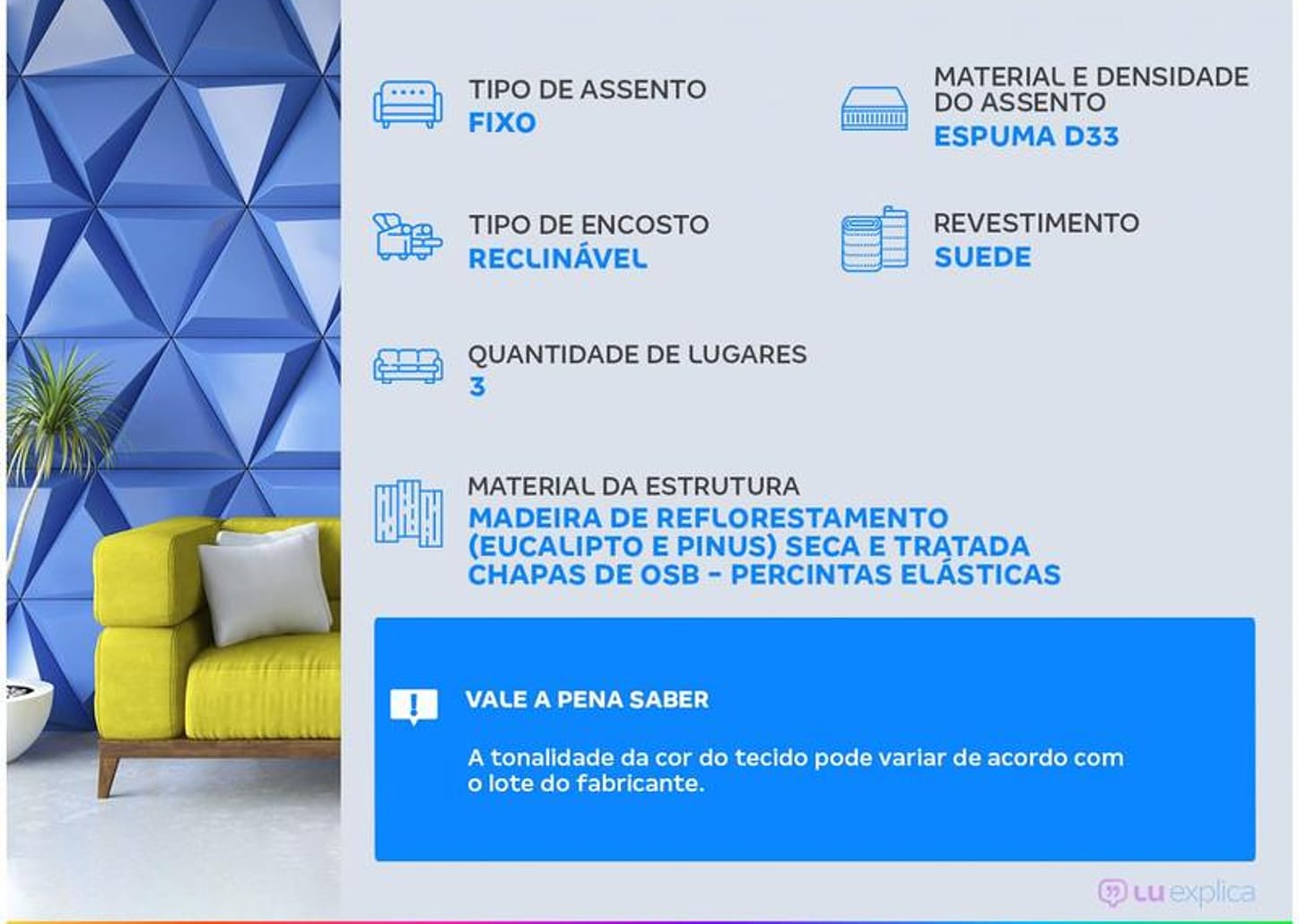 Sofá-cama Casal 3 Lugares Suede Linoforte Jade BPM A2