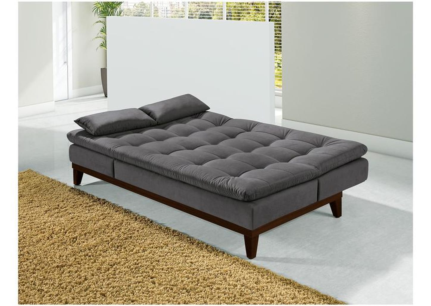 Sofá-cama Casal 3 Lugares Suede Linoforte Jade BPM A2