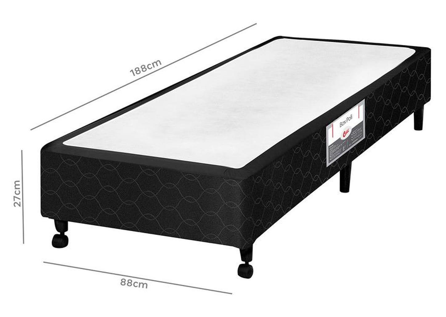 Base Cama Box Solteiro Castor 27x88x188cm Poli