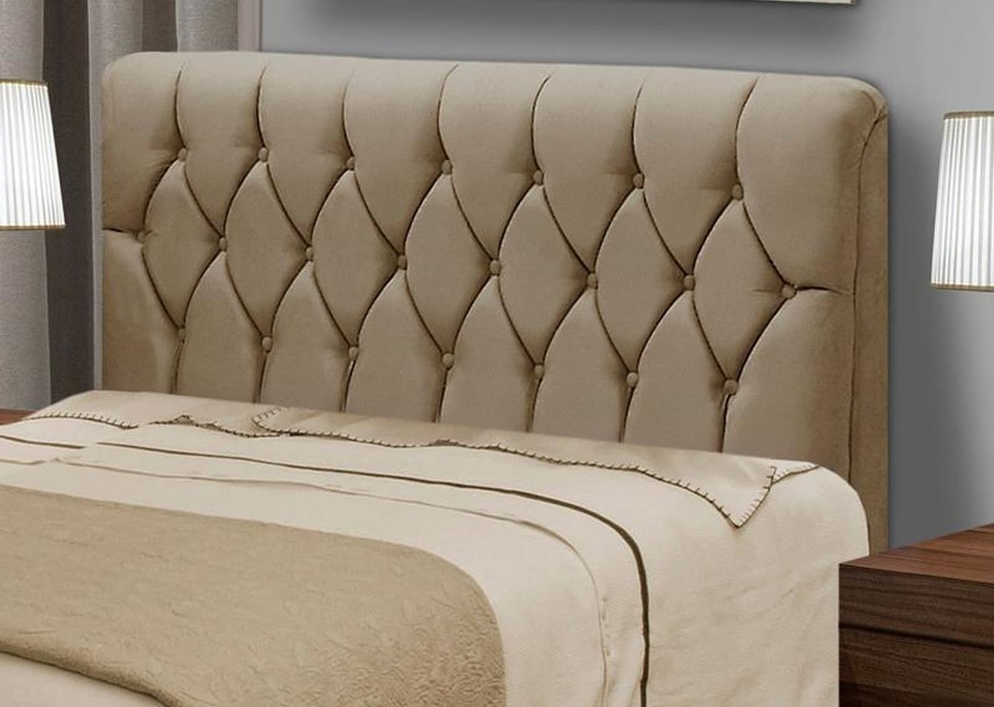 Cabeceira Queen Size Acolchoado Suede Dobuê Movelaria Istambul Mascavo