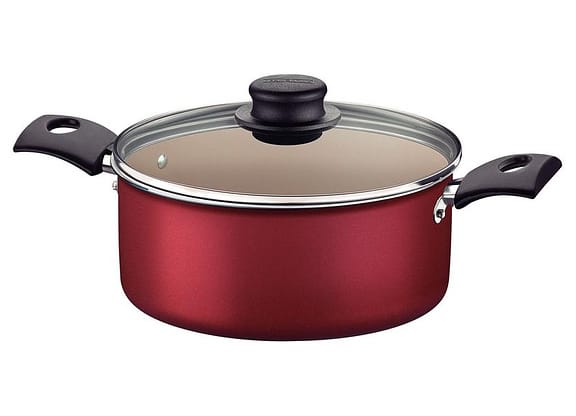 Caçarola Tramontina Inox Antiaderente com Tampa Vermelho 2,2L 18cm Turim