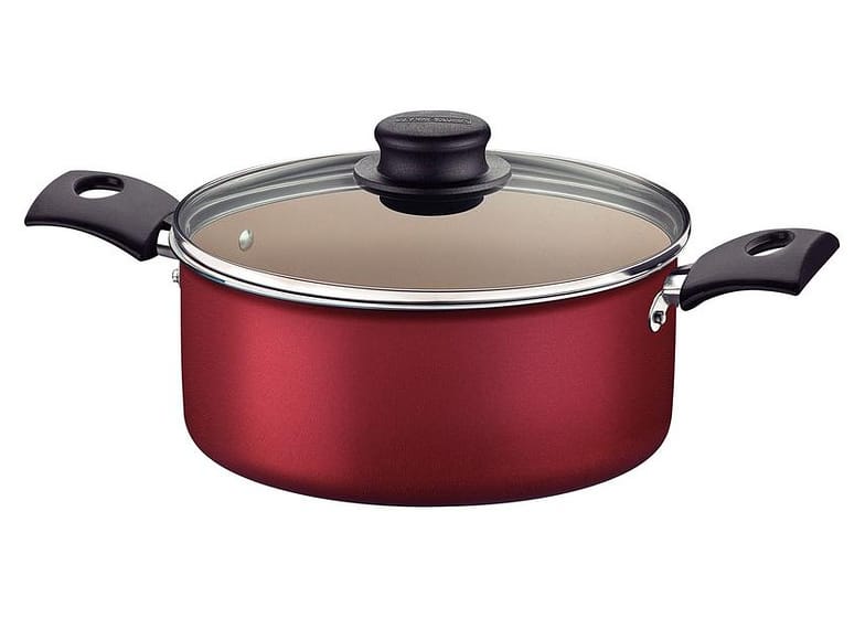 Caçarola Tramontina Inox Antiaderente com Tampa Vermelho 2,2L 18cm Turim