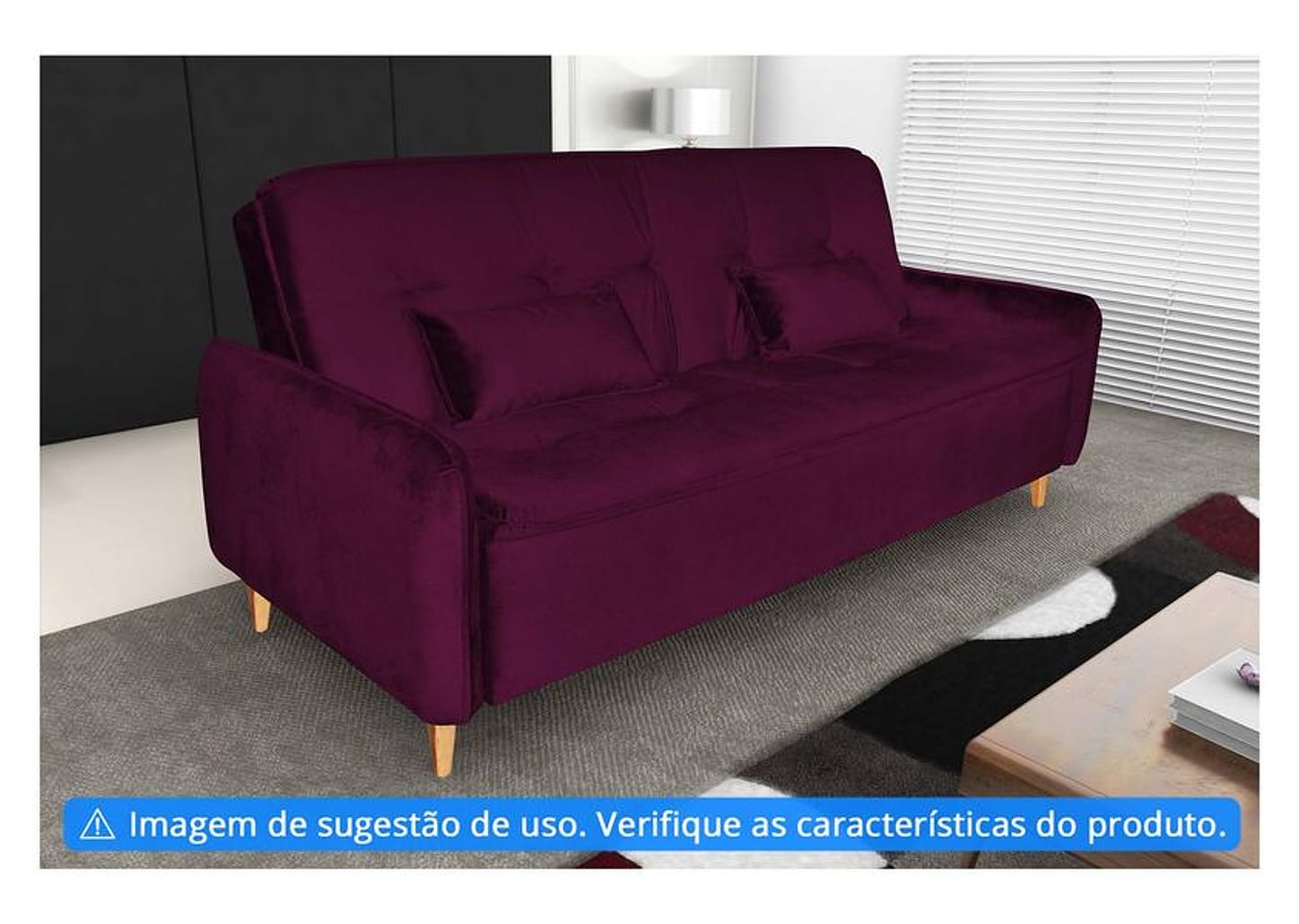 Sofá-cama Casal 3 Lugares Reclinável Suede Matrix Donna