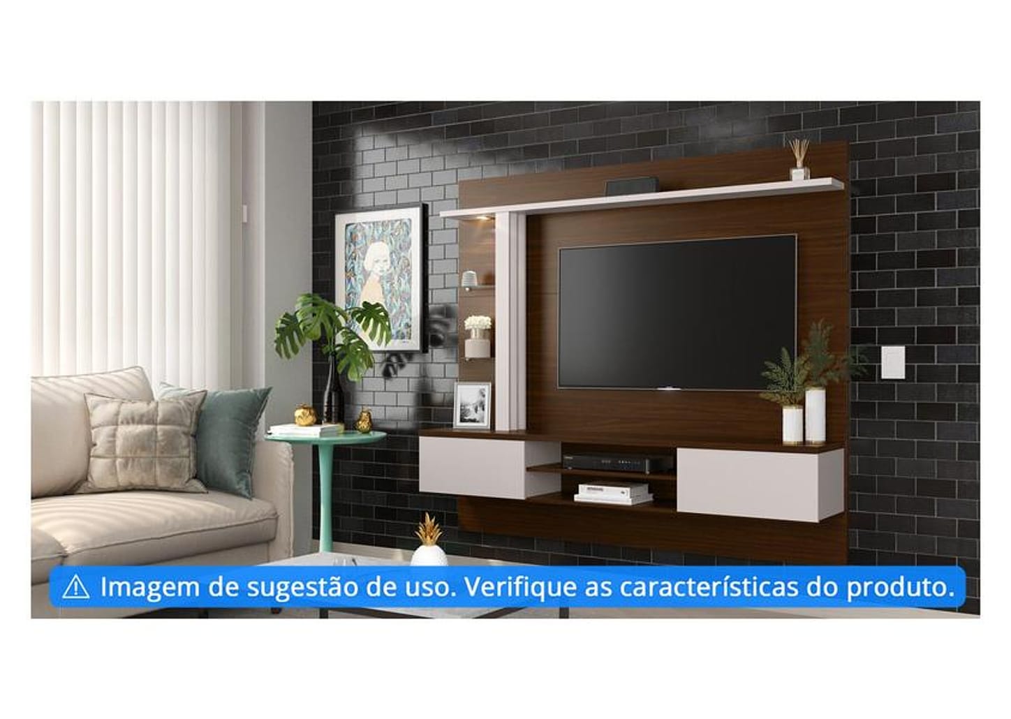 Estante Home Suspenso para TV até 60” 2 Portas - Colibri Salinas