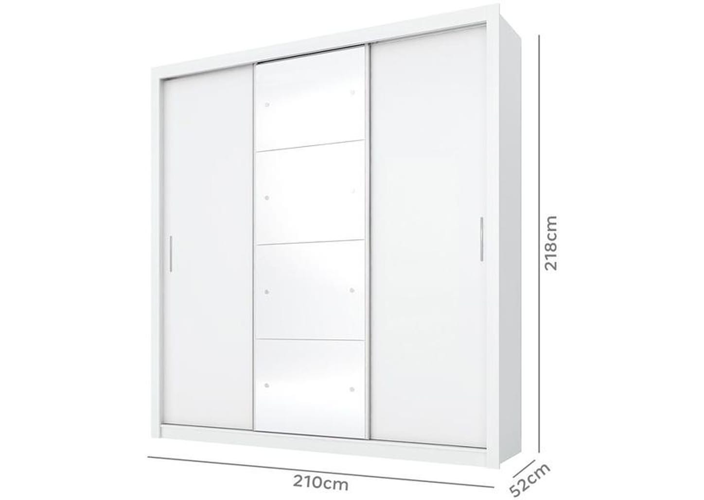 Guarda-roupa Casal com Espelho 3 Portas de Correr 2 Gavetas Demóbile Residence II