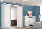 Guarda-roupa Casal com Espelho 3 Portas de Correr 2 Gavetas Demóbile Residence II