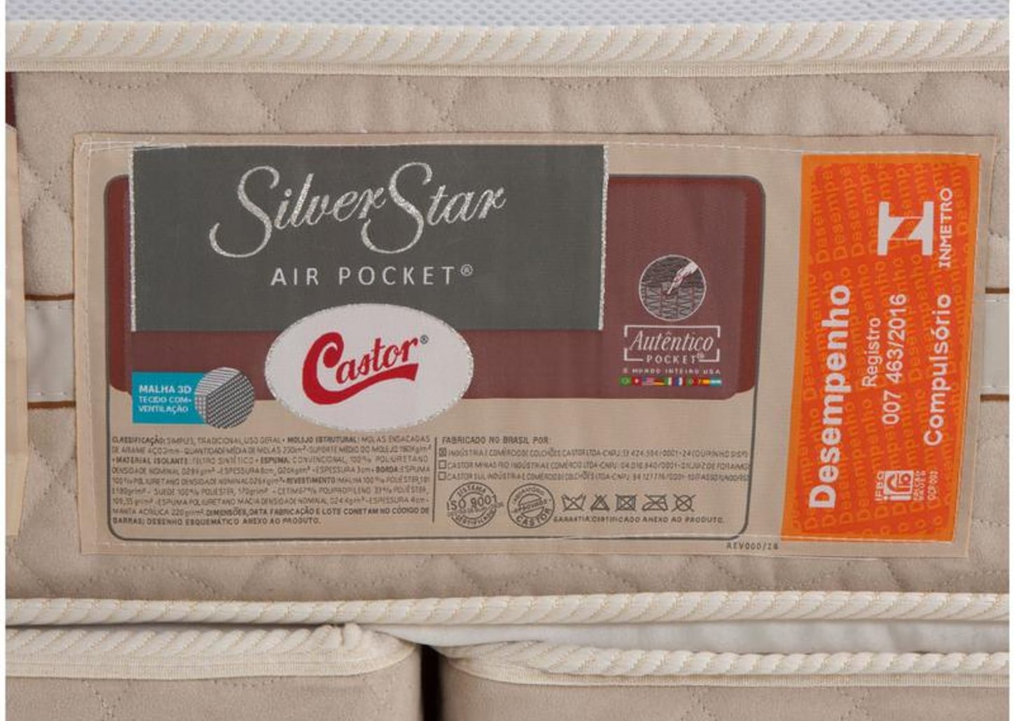 Colchão Queen Castor Mola Pocket 32cm de Alt. Silver Star