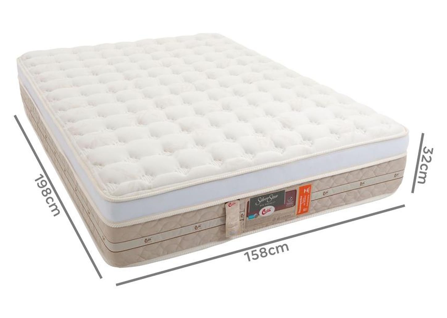Colchão Queen Castor Mola Pocket 32cm de Alt. Silver Star