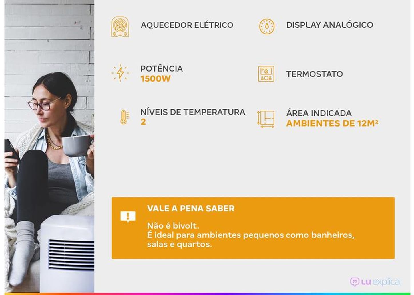 Aquecedor Elétrico Mondial A-08 Portátil