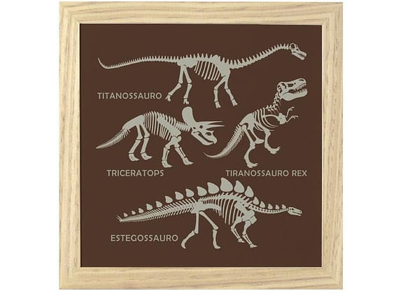 Quadro Decorativo Esqueletos Dino 23,5x23,5cm - Design Up Living