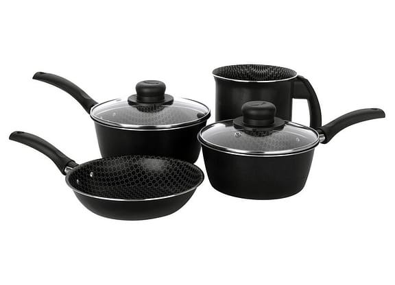 Jogo de Panelas Multiflon Antiaderente de Alumínio Preto 4 Peças Essencial