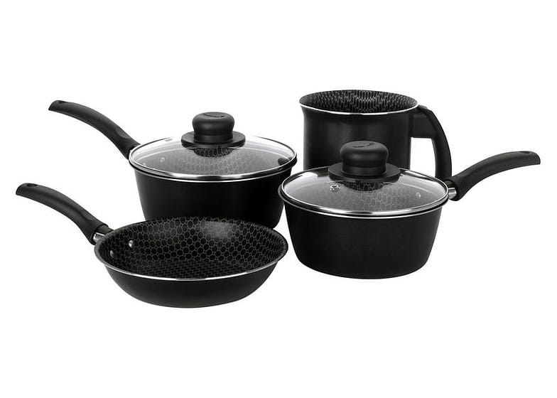 Jogo de Panelas Multiflon Antiaderente de Alumínio Preto 4 Peças Essencial