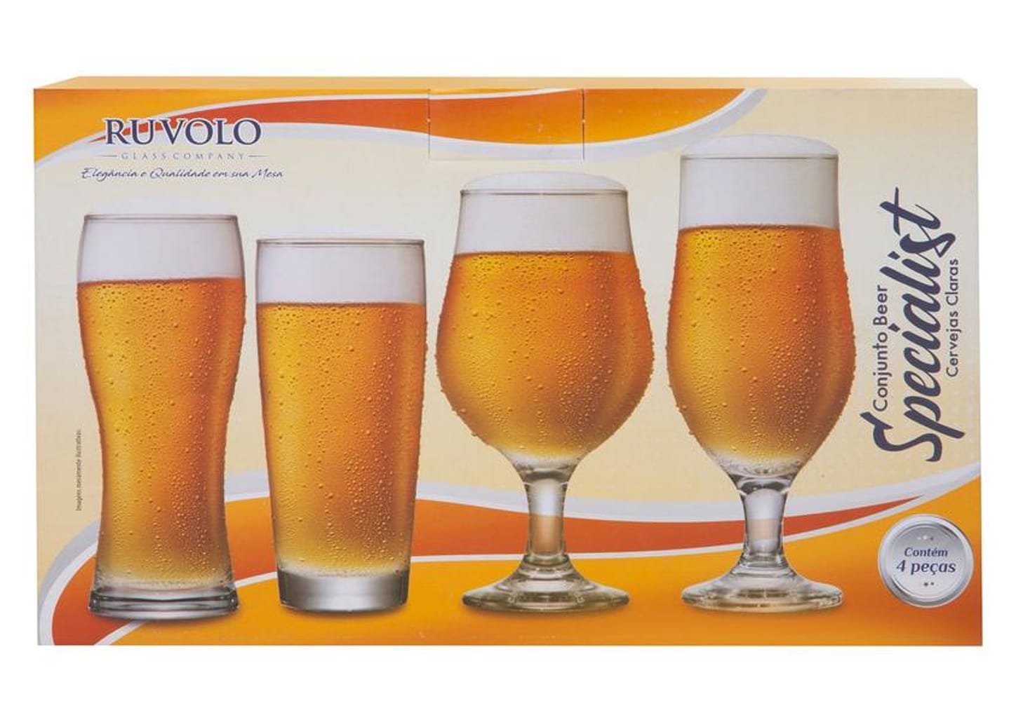 Jogo de Copos de Vidro para Cerveja 4 Peças - Ruvolo Mixologista Specialist