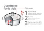 Caçarola Tramontina Inox Fundo Triplo com Tampa 5,7L 24cm Allegra