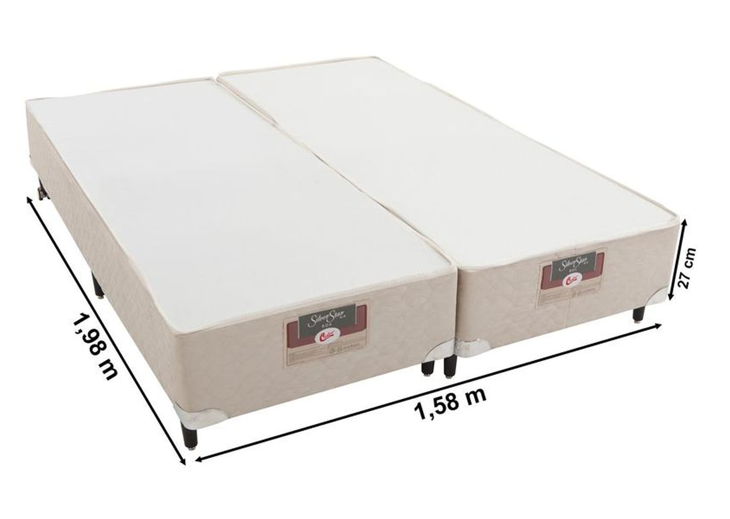Box para Colchão Queen Size Castor Bipartido 27cm de Altura Silver Star Air Pocket