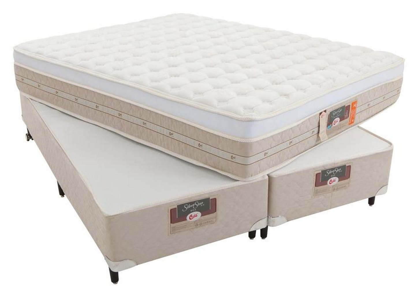 Box para Colchão Queen Size Castor Bipartido 27cm de Altura Silver Star Air Pocket