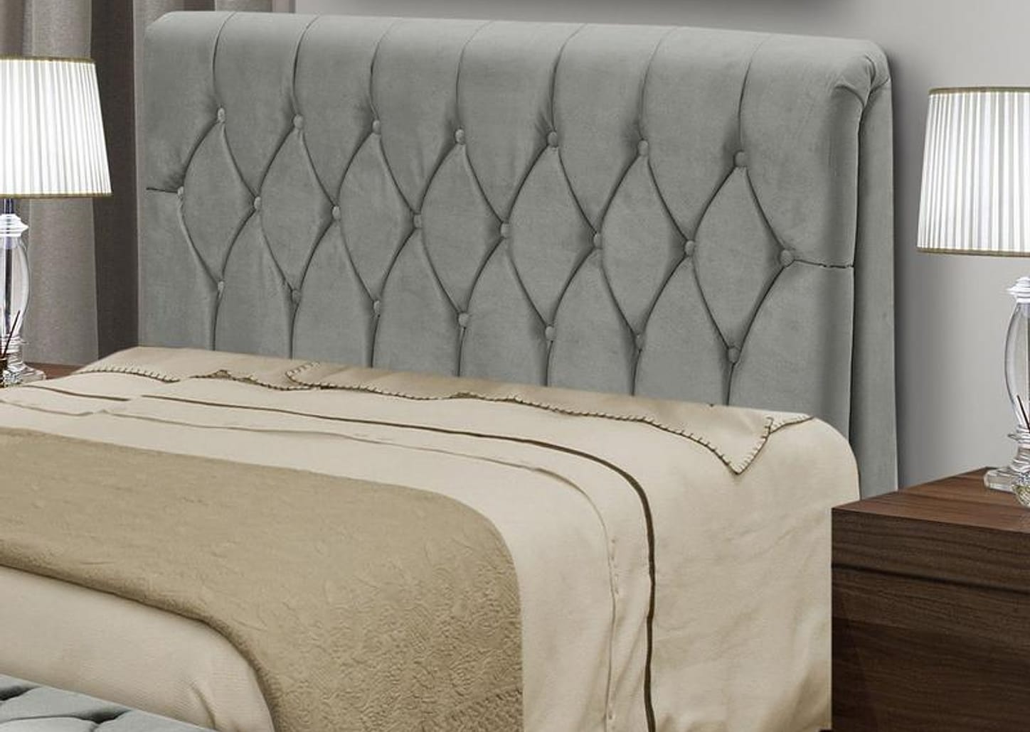 Cabeceira Casal Acolchoado Suede Dobuê Movelaria Istambul Grafite