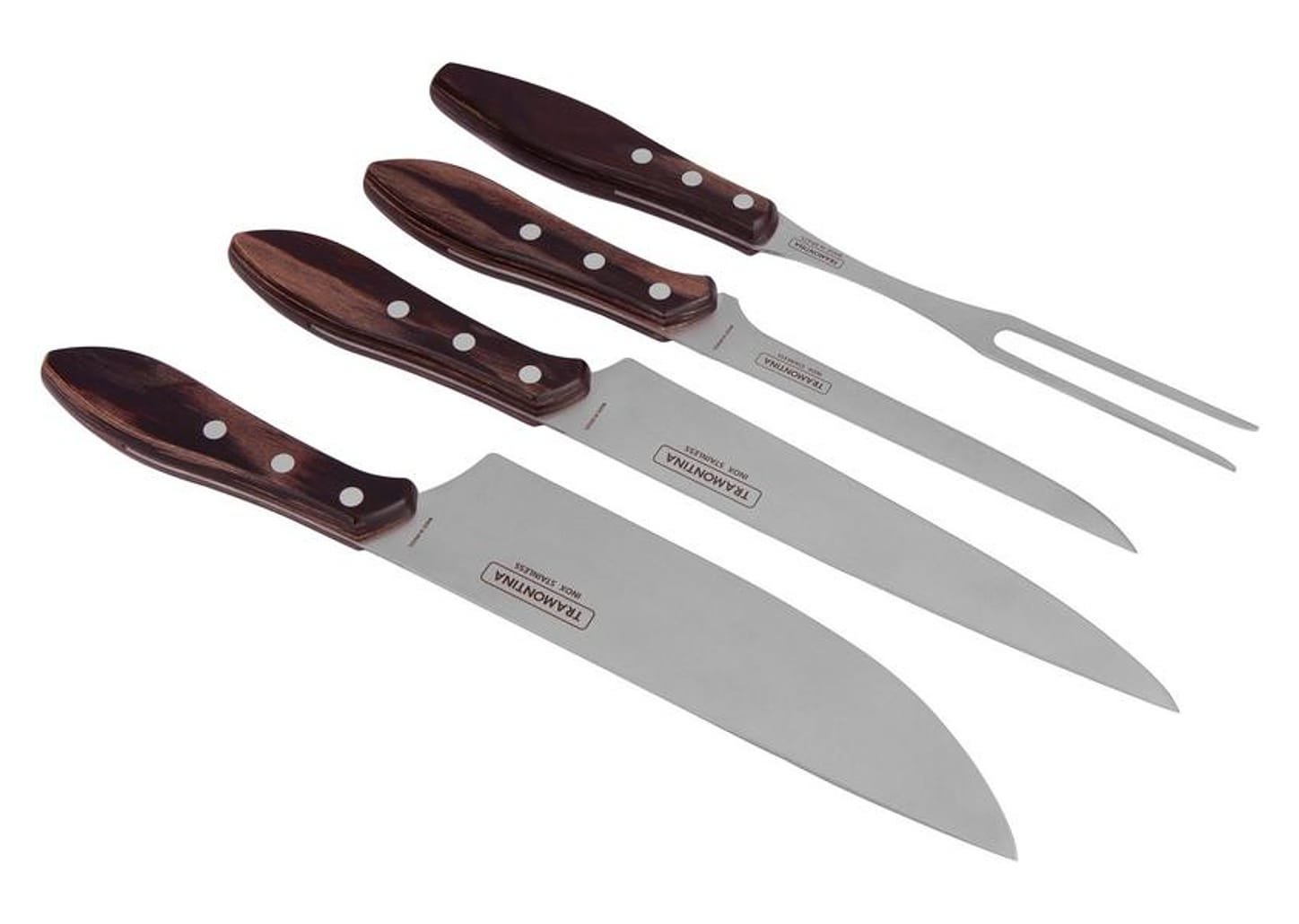 Jogo de Facas Churrasco Tramontina Inox com Suport - Polywood 5 Peças