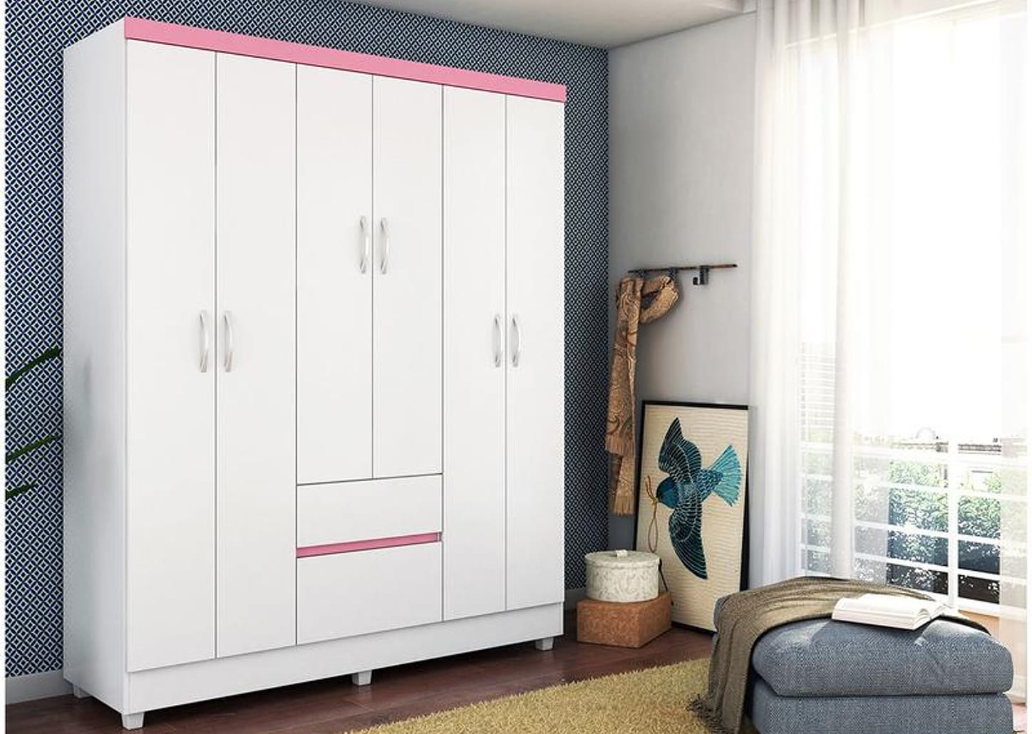 Guarda-roupa Casal 6 Portas 2 Gavetas Demóbile Flash II