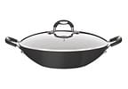 Panela Wok Antiaderente Tramontina de Alumínio com Tampa Mônaco Preta 32cm