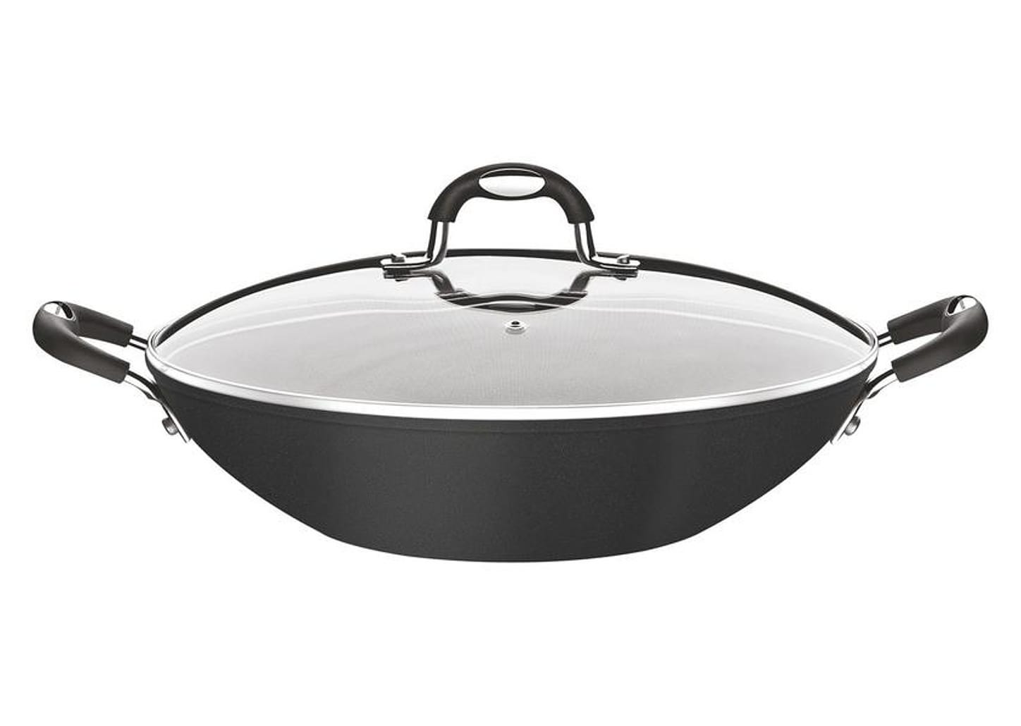 Panela Wok Antiaderente Tramontina de Alumínio com Tampa Mônaco Preta 32cm