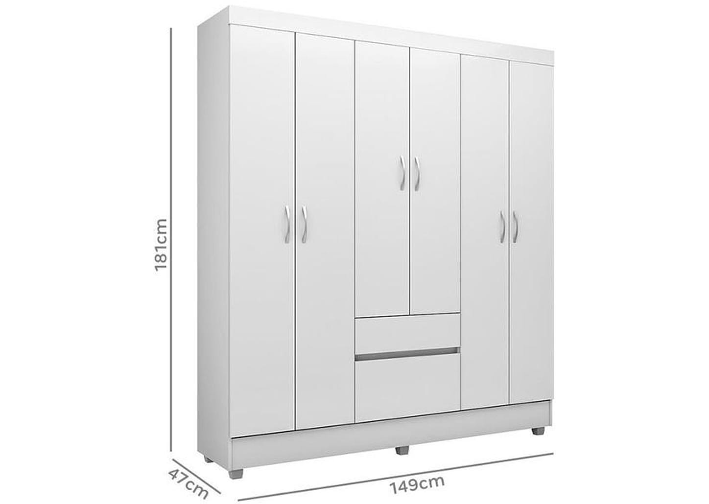 Guarda-roupa Casal 6 Portas 2 Gavetas Demóbile Flash II