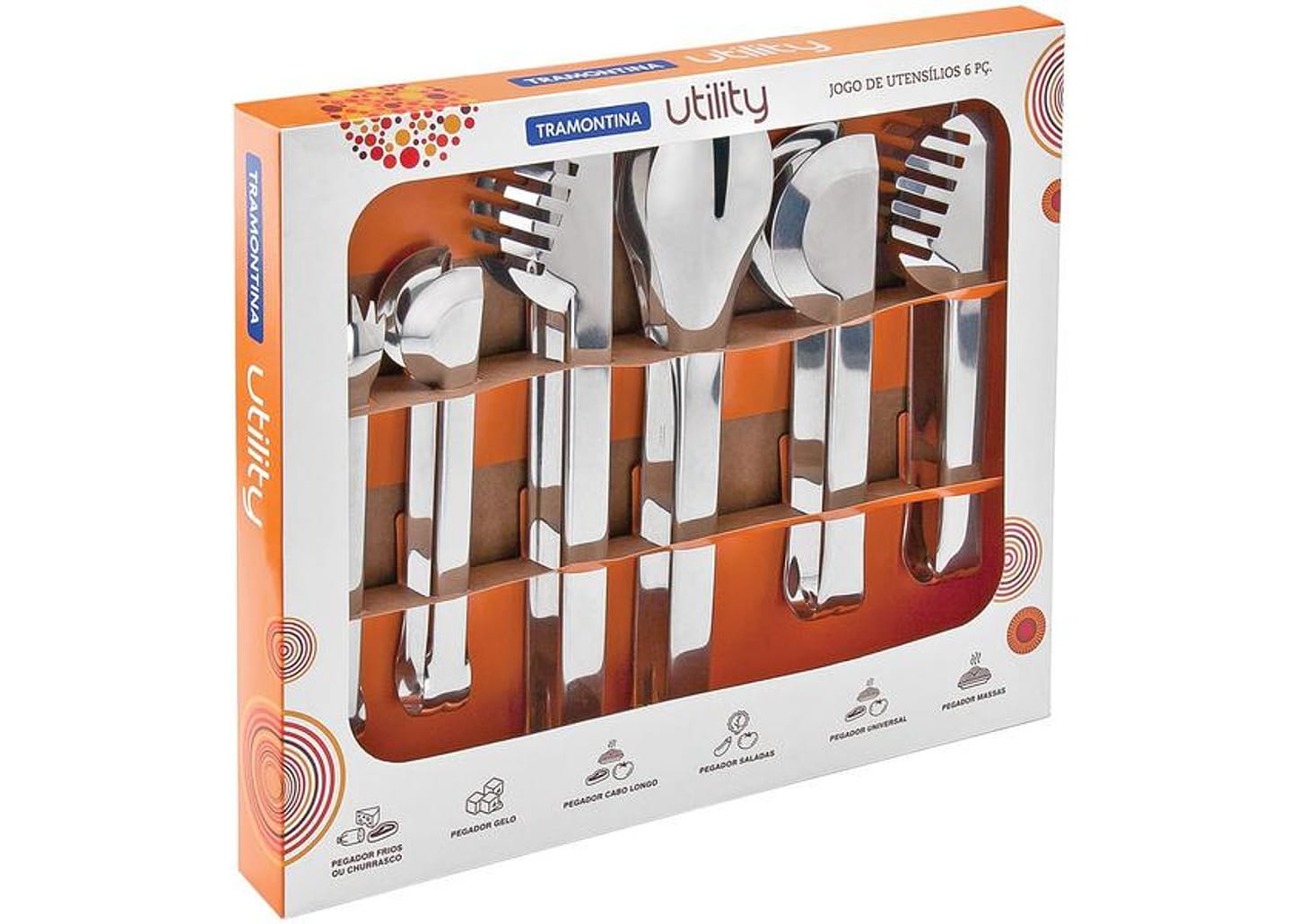 Conjunto de Utensílios Tramontina Inox Utility 6 Peças