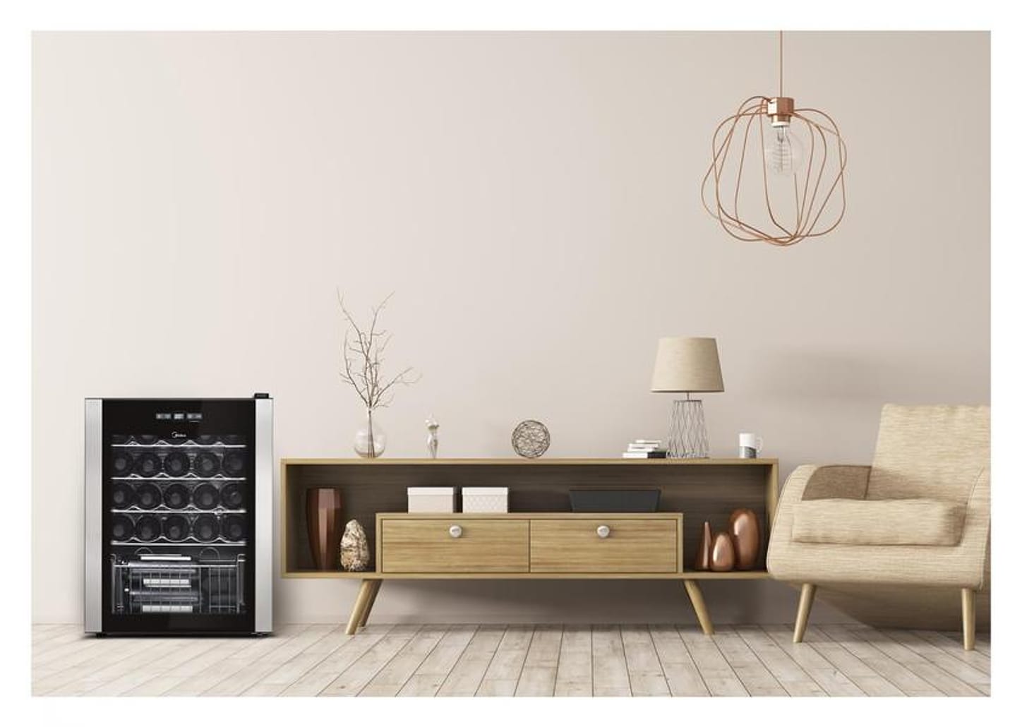 Adega Climatizada Midea 24 Garrafas com Painel Touch WBB241 com Compressor