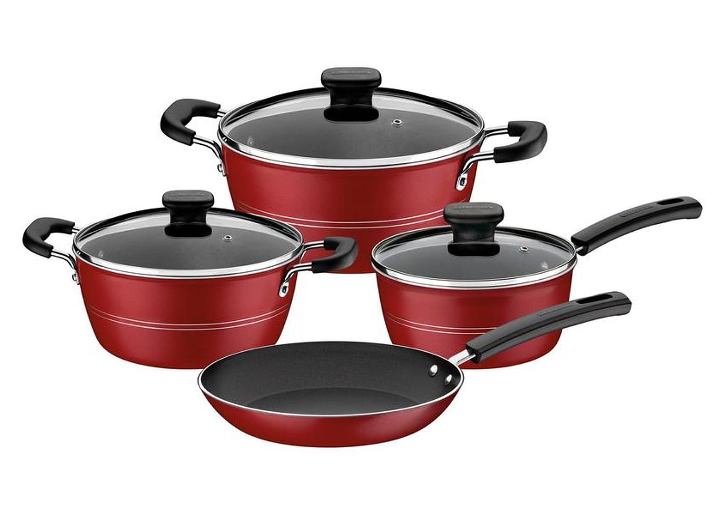 Jogo de Panelas Tramontina Antiaderente de Alumínio - Vermelho 4 Peças Sicília